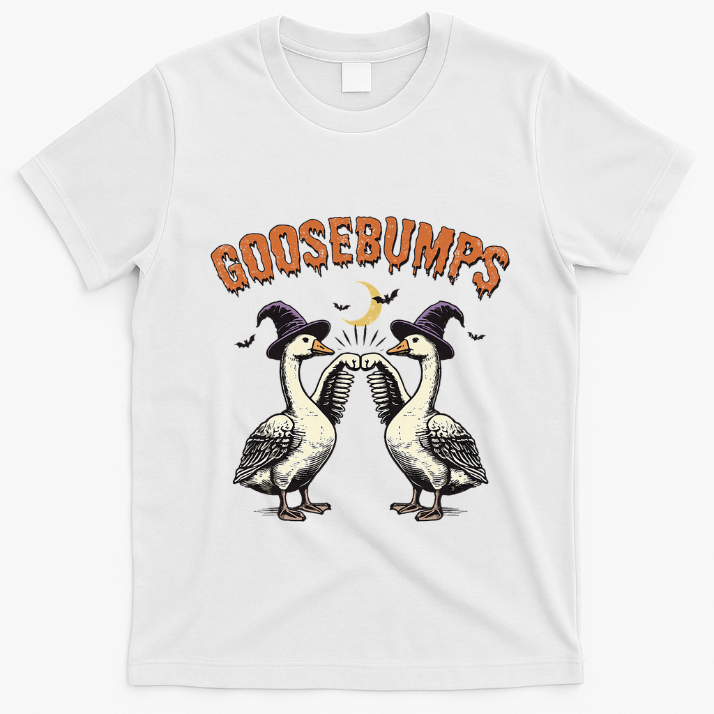 Goosebumps Funny Witch Goose Bumps Puns Halloween T-Shirt - White
