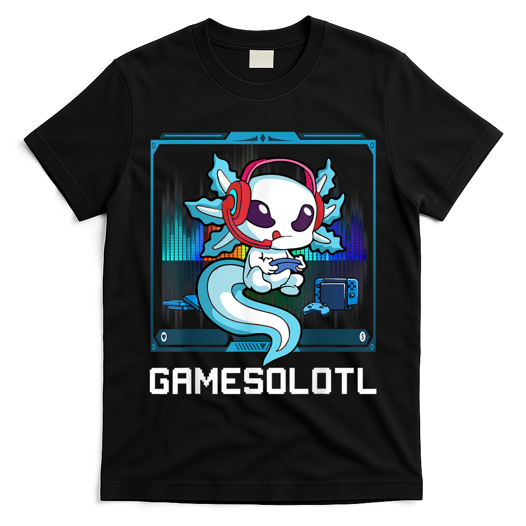 Gamesolotl Gamer Axolotl Playing Video Games Boys Girls T-Shirt