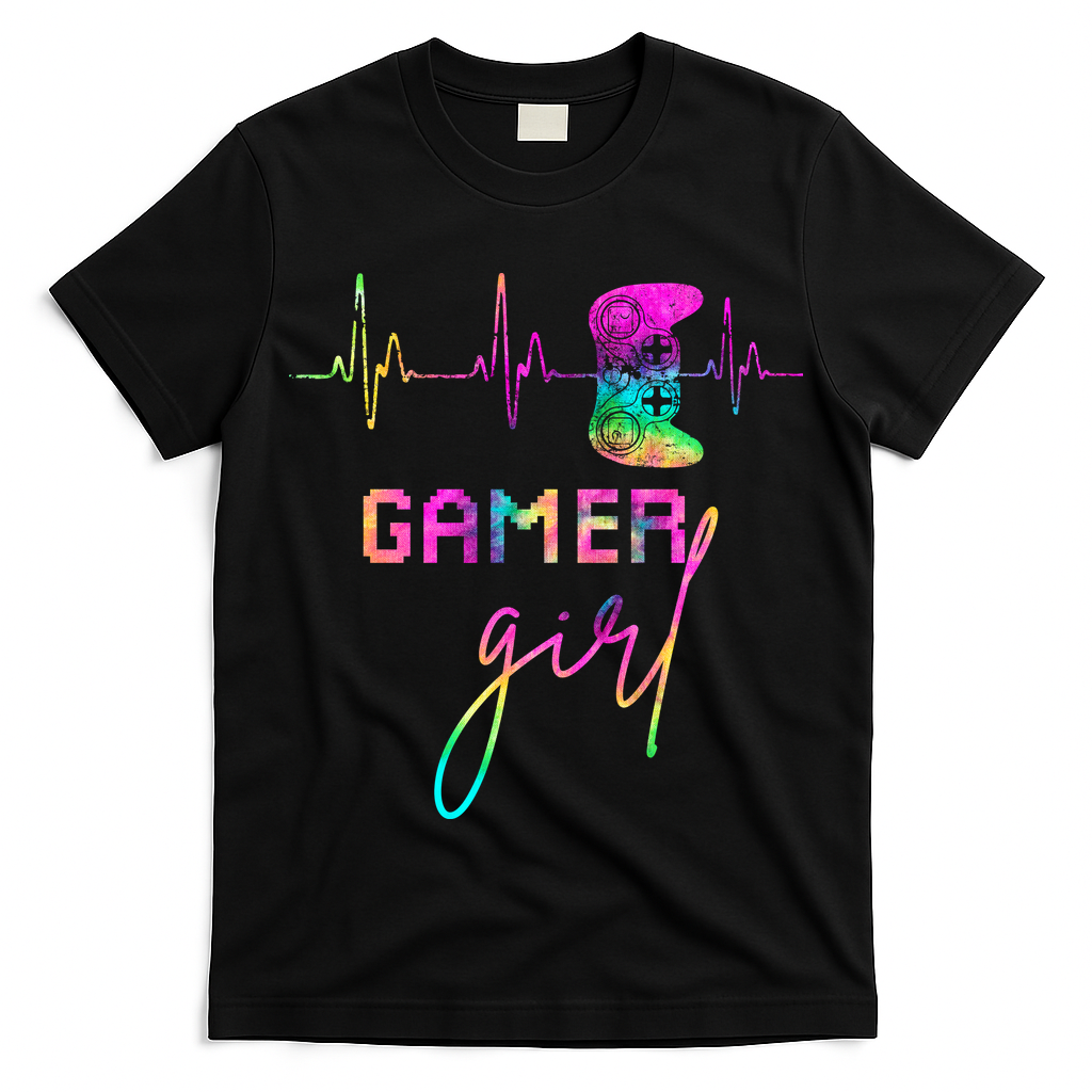 Gamer Girl Cute Heartbeat Gamer For Girl Video Game Lovers Gift T-Shirt