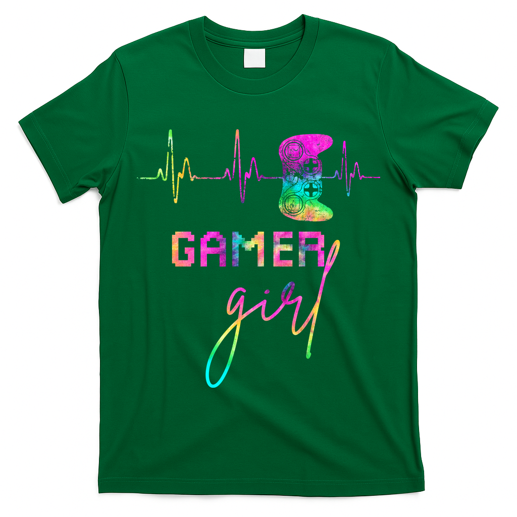 Gamer Girl Cute Heartbeat Gamer For Girl Video Game Lovers Gift T-Shirt