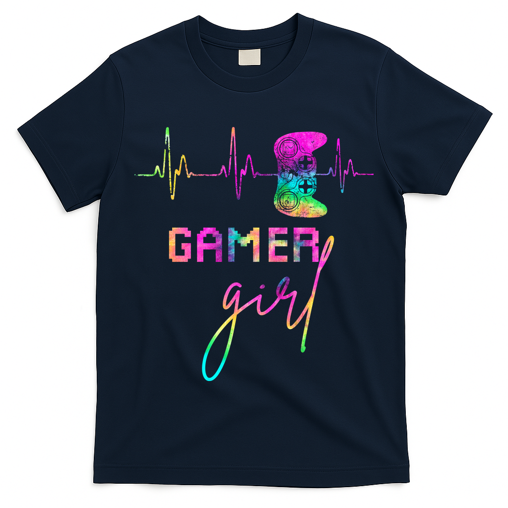 Gamer Girl Cute Heartbeat Gamer For Girl Video Game Lovers Gift T-Shirt
