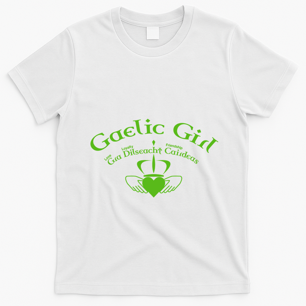 Gaelic Gra Dilseacht Cairdeas Claddagh Gift T-Shirt - White