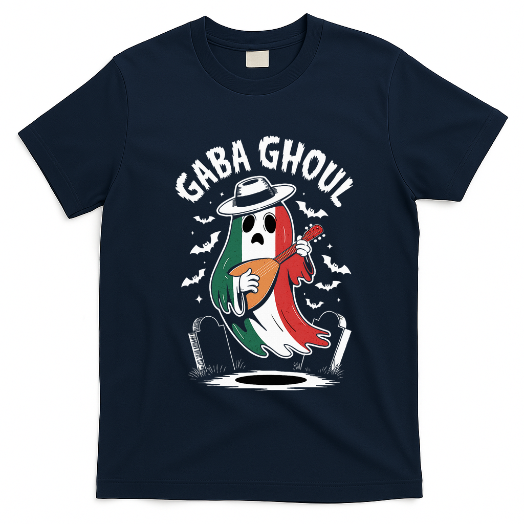 Gaba Ghoul Funny Ghost Italian Gabagool T-Shirt - Navy Blue