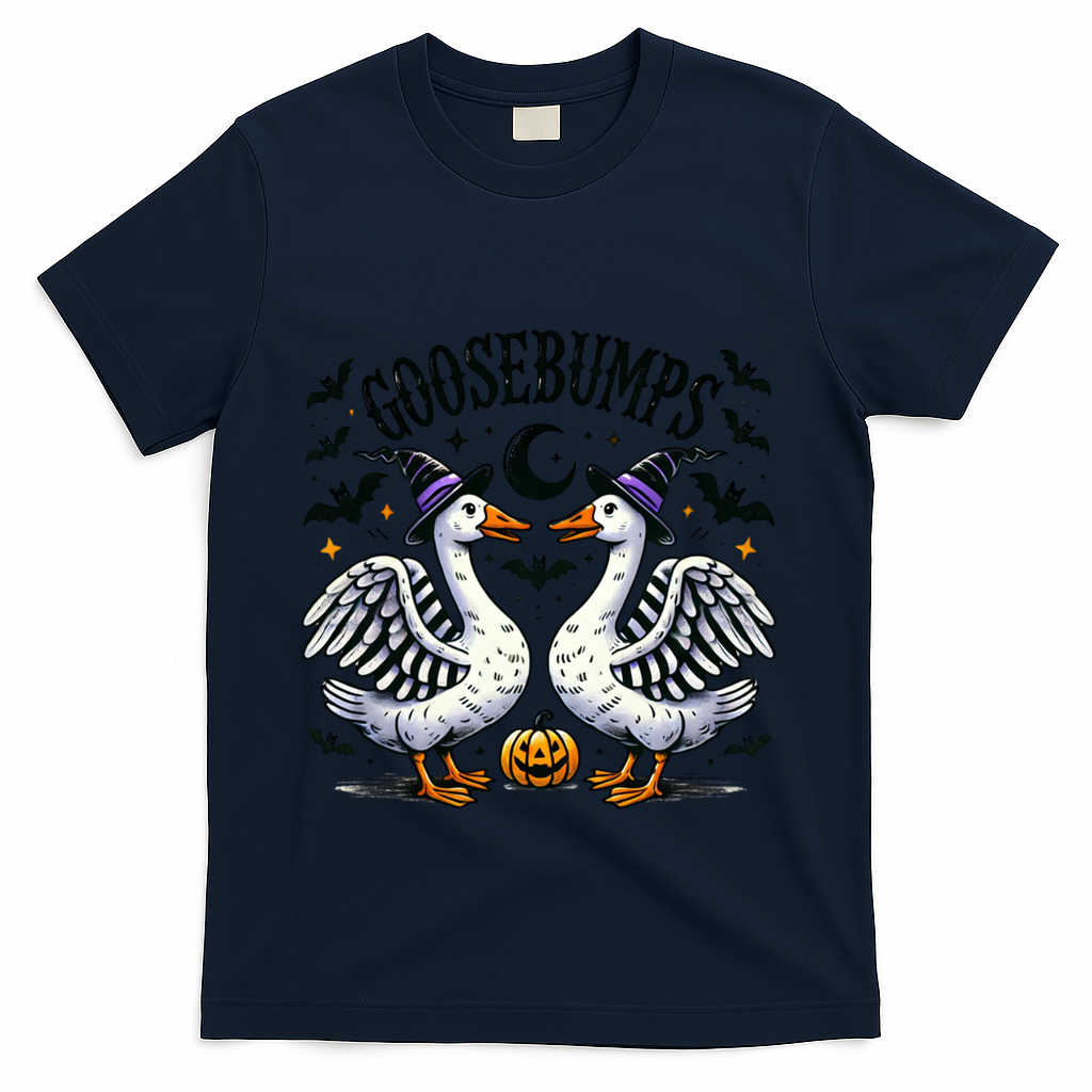 Goosebumps Geese Funny Halloween Witches Hat T-Shirt - Navy