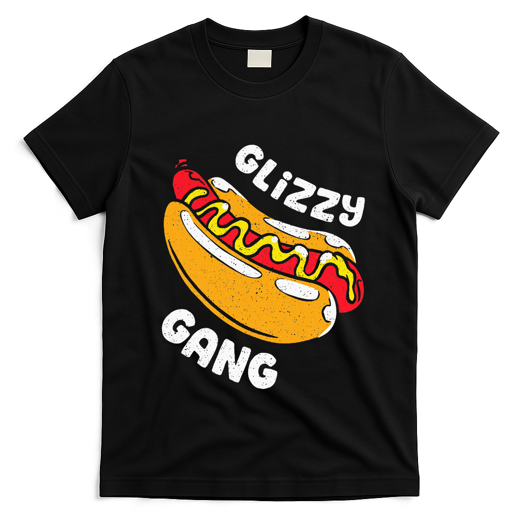 Glizzy Gang Funny Hot Dog T-Shirt - Black