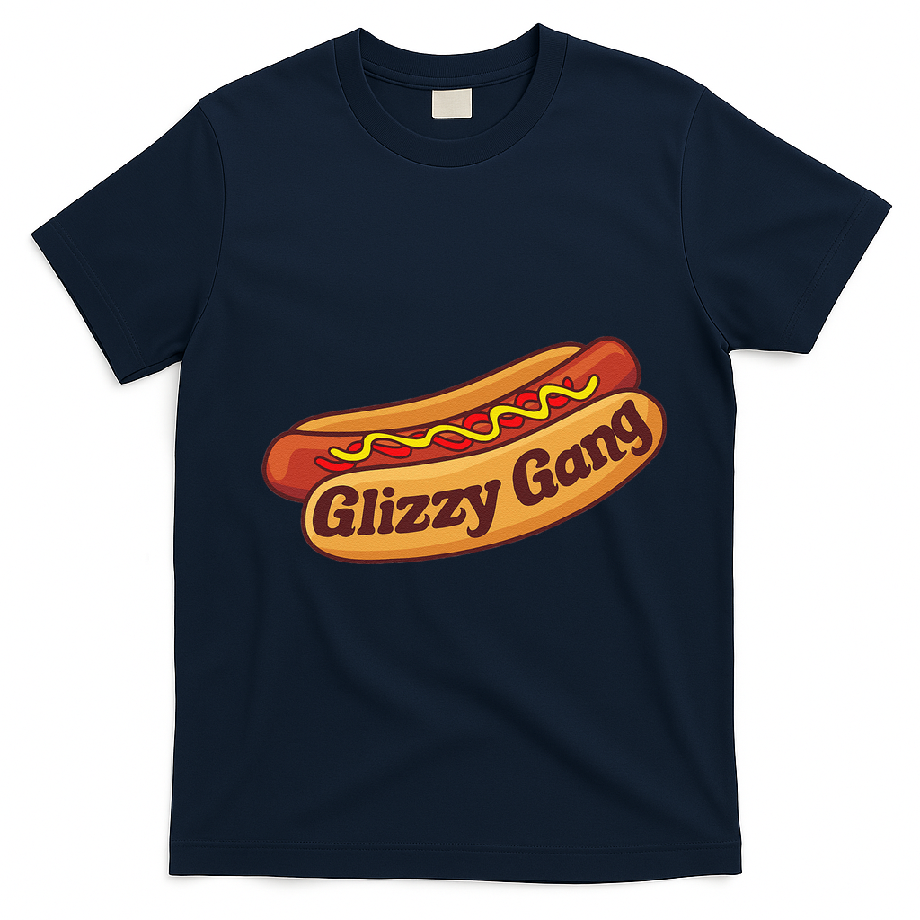 Glizzy Gang Gladiator Gobbler Funny Hot Dog T-Shirt - Navy Blue