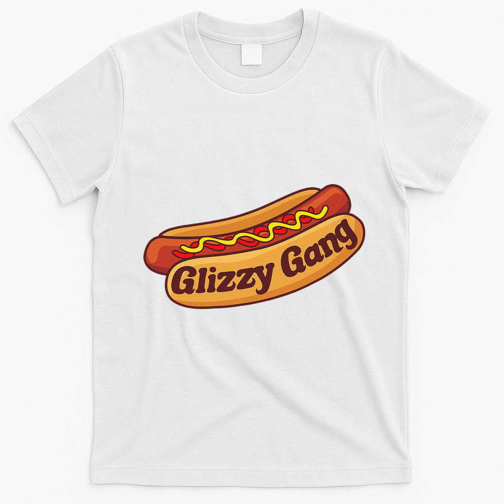 Glizzy Gang Gladiator Gobbler Funny Hot Dog T-Shirt - White