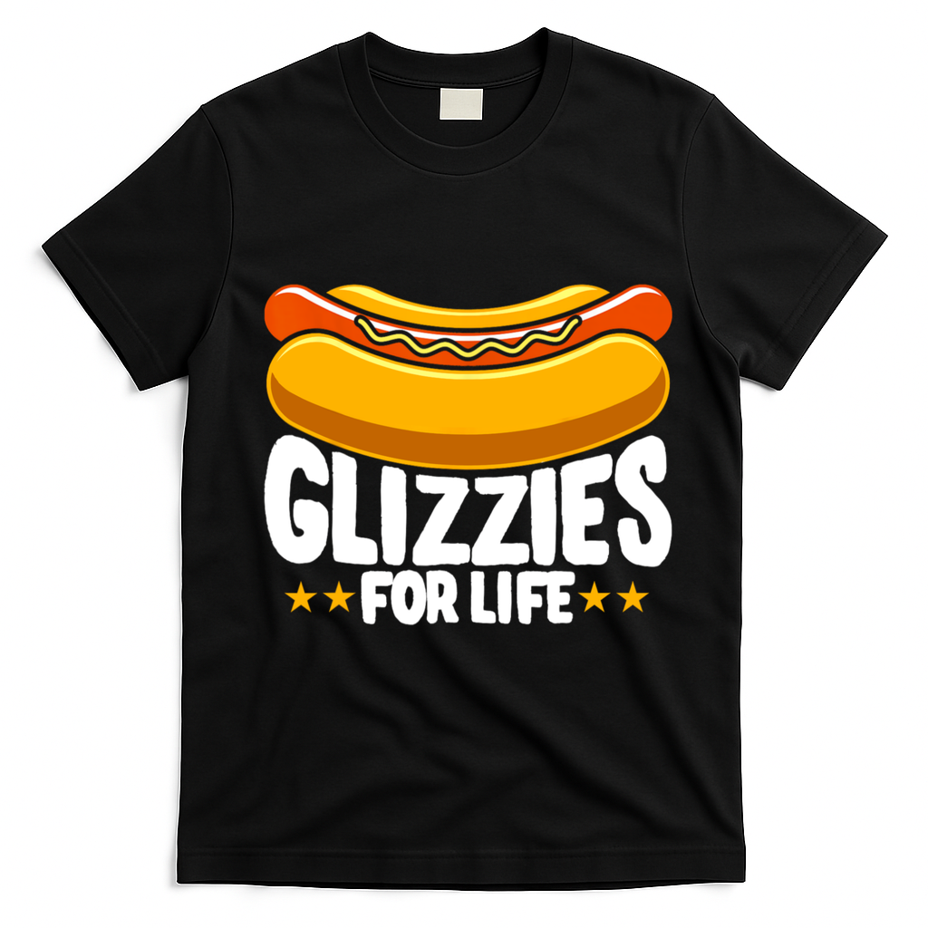 Glizzy Gobbler Glizzies For Life Hot Dog T-Shirt - Black