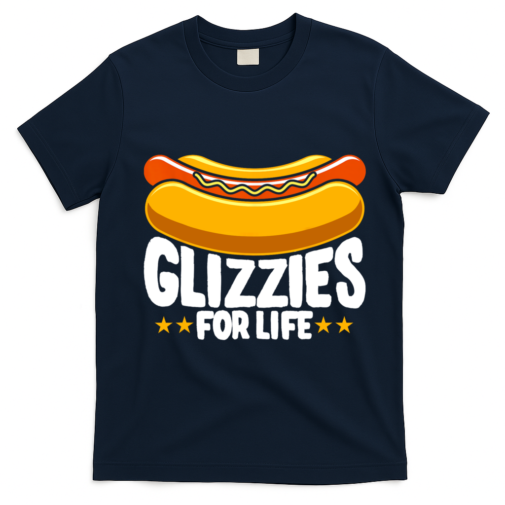 Glizzy Gobbler Glizzies For Life Hot Dog T-Shirt - Navy Blue