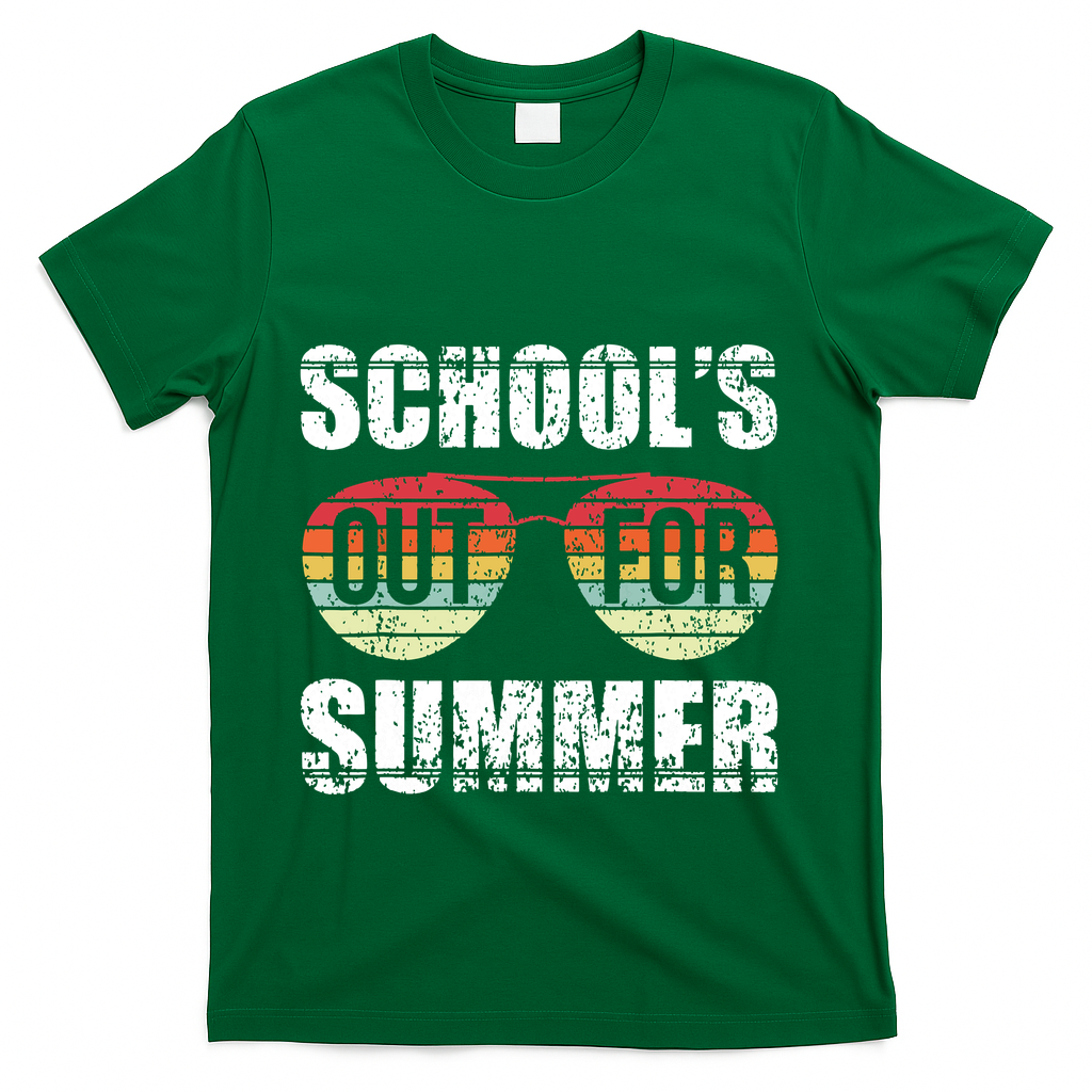 Graduation Gift Schools Out For Summer Students Teacher T-Shirt - Green