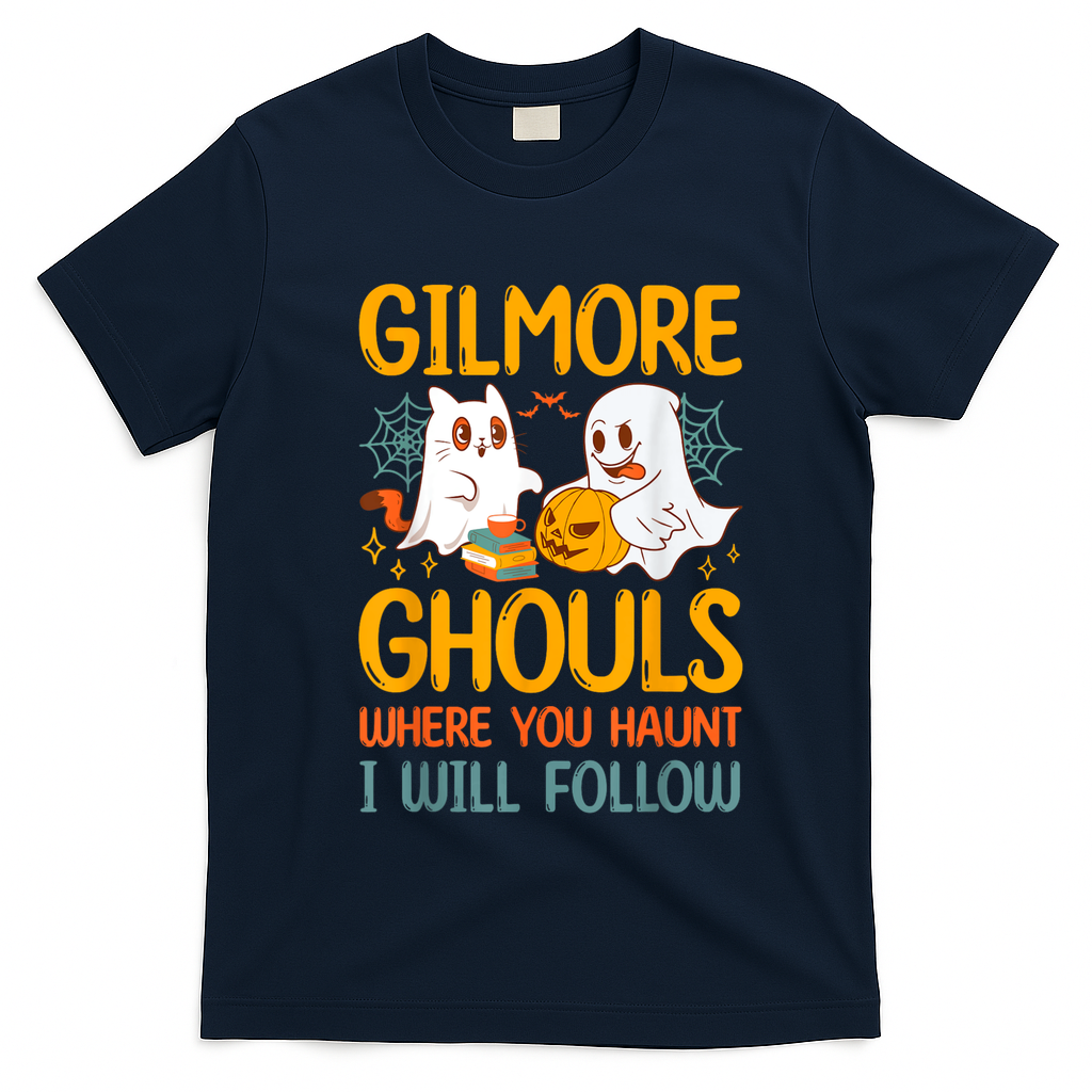 Gilmore Ghouls Where You Haunt I Will Follow T-Shirt - Navy Blue