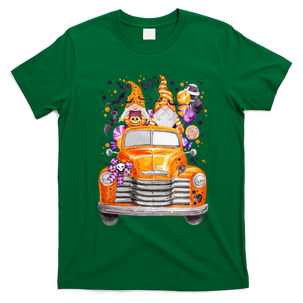Gnome Halloween Boo Truck T-Shirt - Irish Green