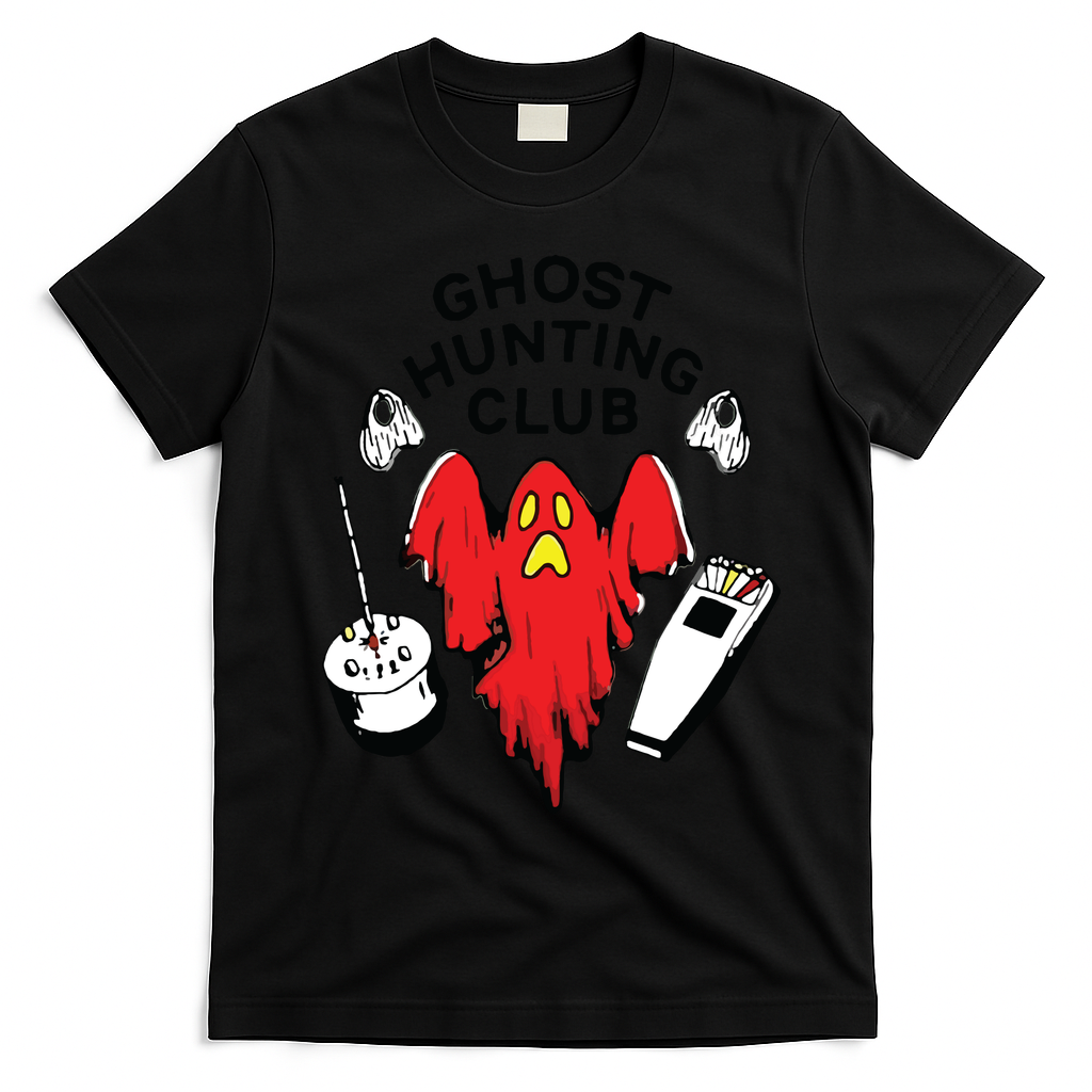 Ghost Hunting Club Funny T-Shirt - Black