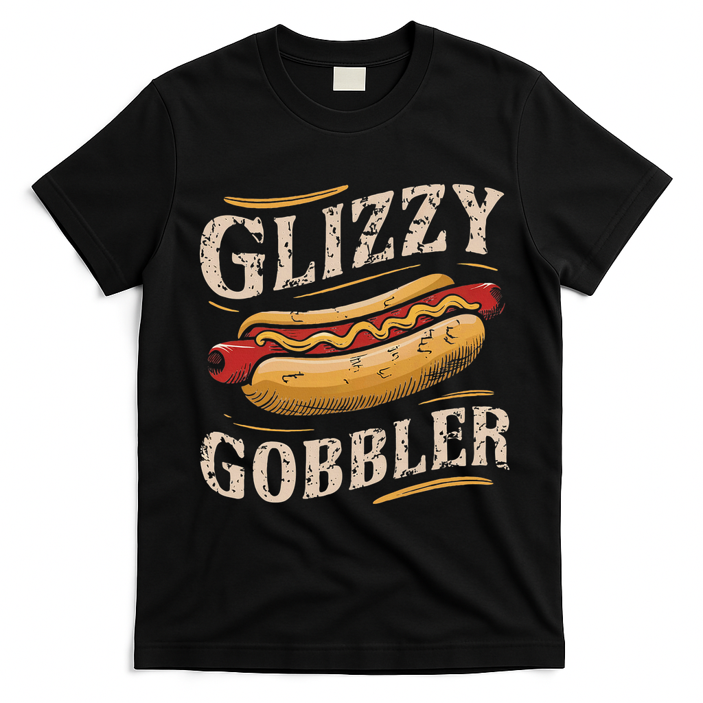 Glizzy Hot Funny Dog Gobbler Champion T-Shirt - Black