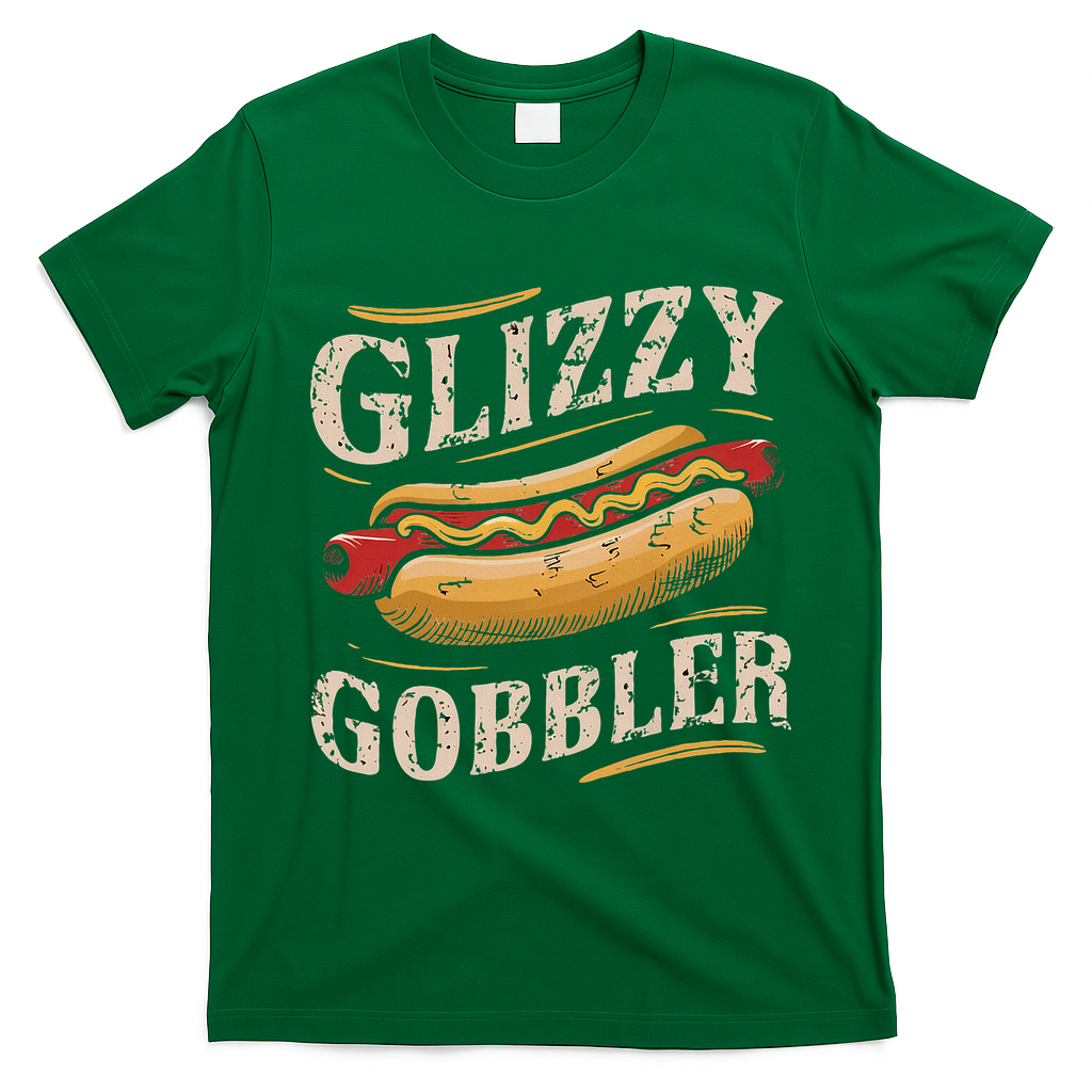 Glizzy Hot Funny Dog Gobbler Champion T-Shirt - Irish Green