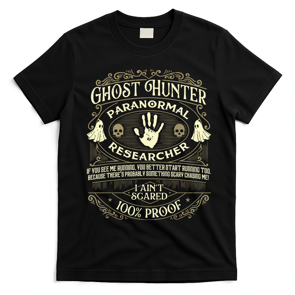 Ghost Hunter Ghost Hunting Halloween Paranormal Activity T-Shirt - Black