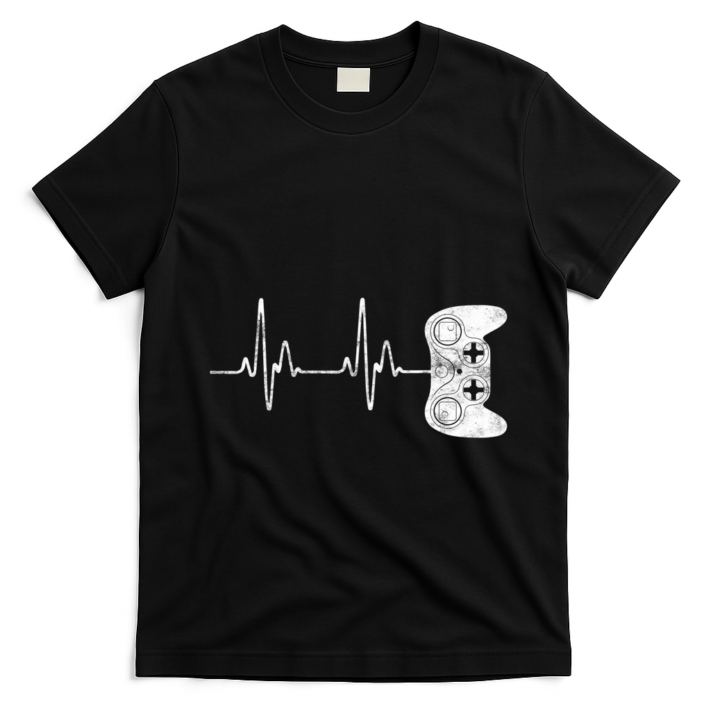 Gamer Heartbeat Gift Video Game Lover Gifgift T-Shirt - Black