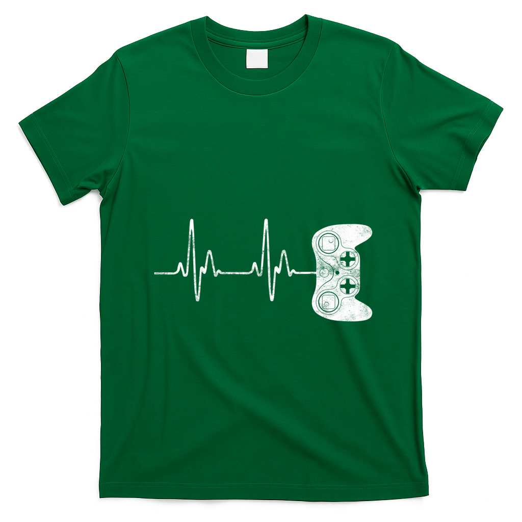 Gamer Heartbeat Gift Video Game Lover Gifgift T-Shirt - Irish Green