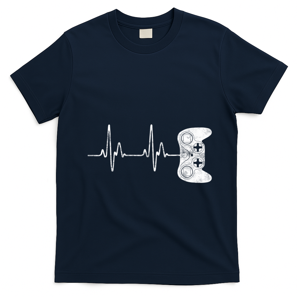 Gamer Heartbeat Gift Video Game Lover Gifgift T-Shirt - Navy Blue
