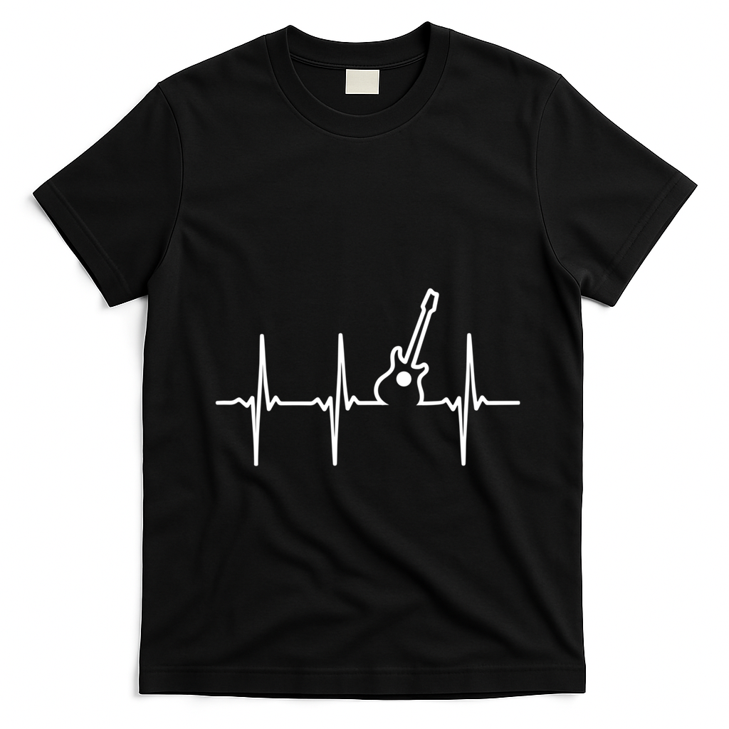 Guitar Heartbeat Instrut Gift Cute Gift T-Shirt - Black