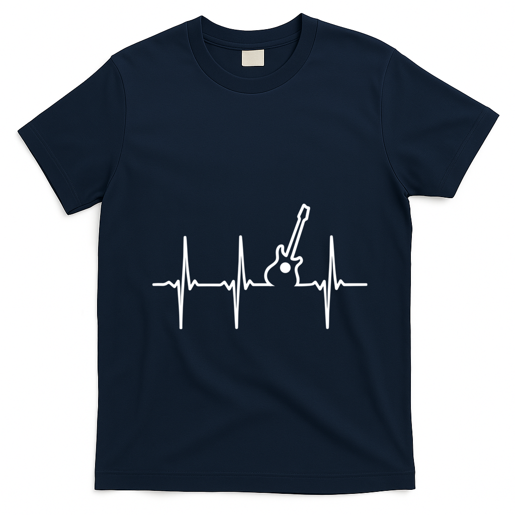 Guitar Heartbeat Instrut Gift Cute Gift T-Shirt - Navy Blue