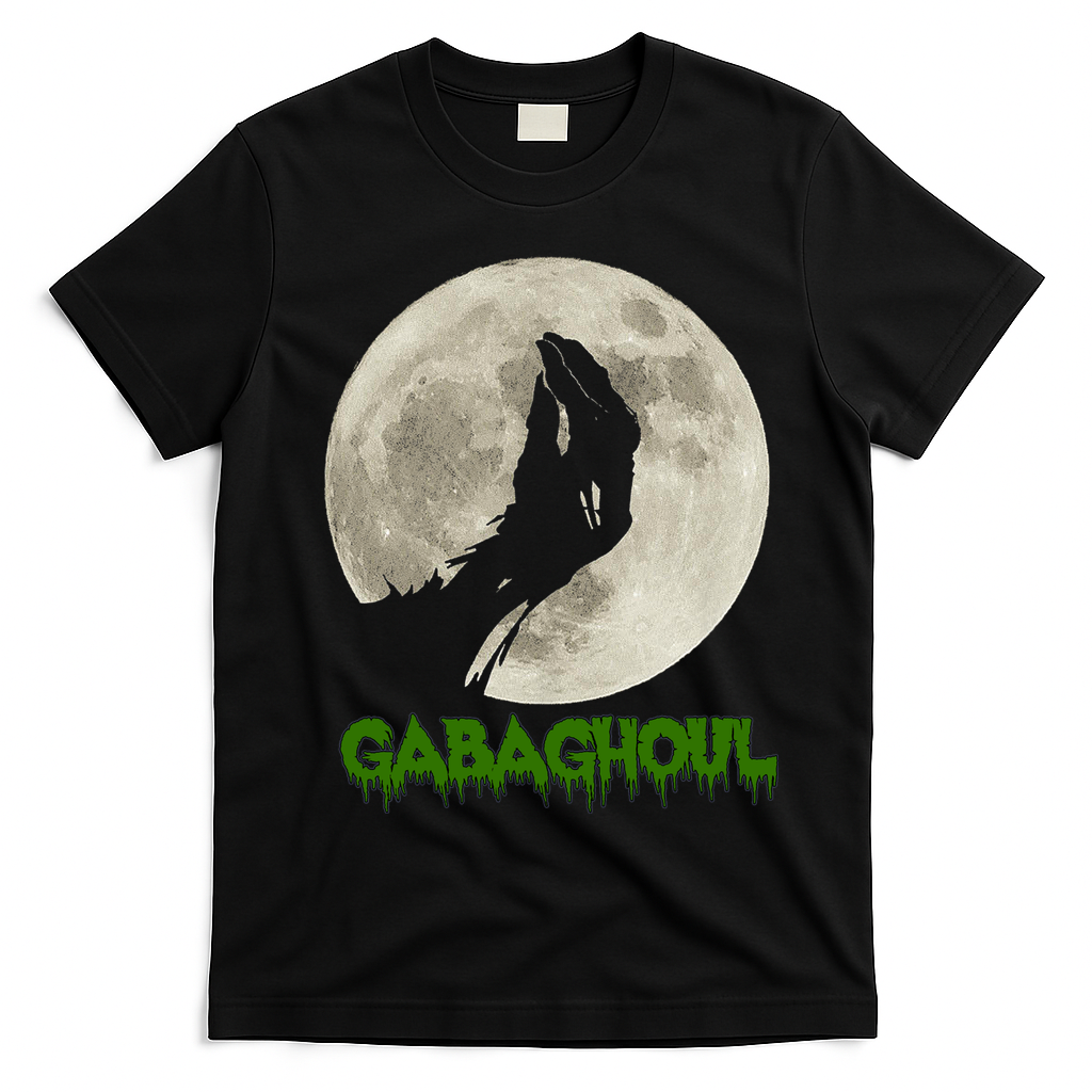 Gabaghoul Hand Moon Funny Halloween T-Shirt - Black