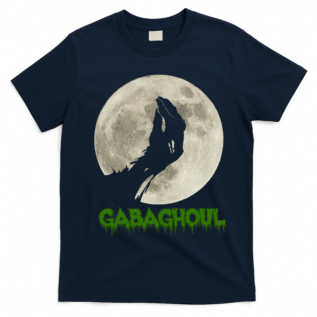 Gabaghoul Hand Moon Funny Halloween T-Shirt - Navy Blue