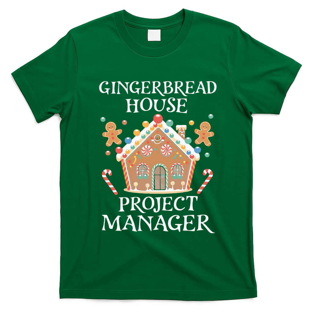 Gingerbread House Project Manager Cookie Baking Christmas T-Shirt - Irish Green