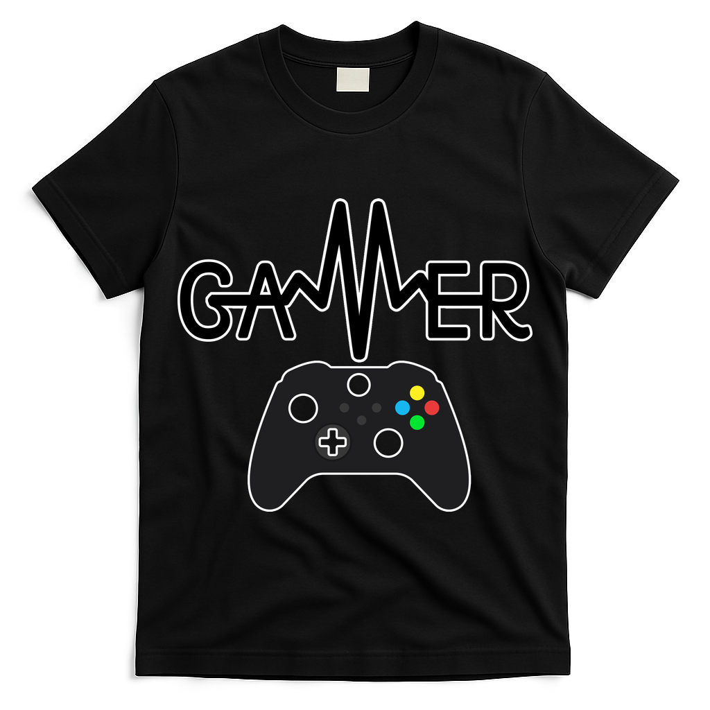 Gamer Heartbeat Xbox Black T-Shirt