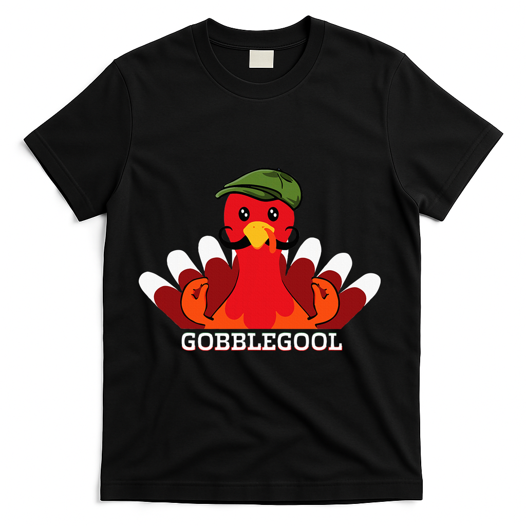 Gobblegool Italian Gobble Turkey Day Fall Thanksgiving T-Shirt - Black