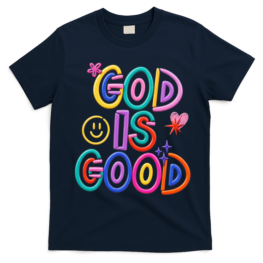 God Is Good Christian Religious T-Shirt - Navy Blue