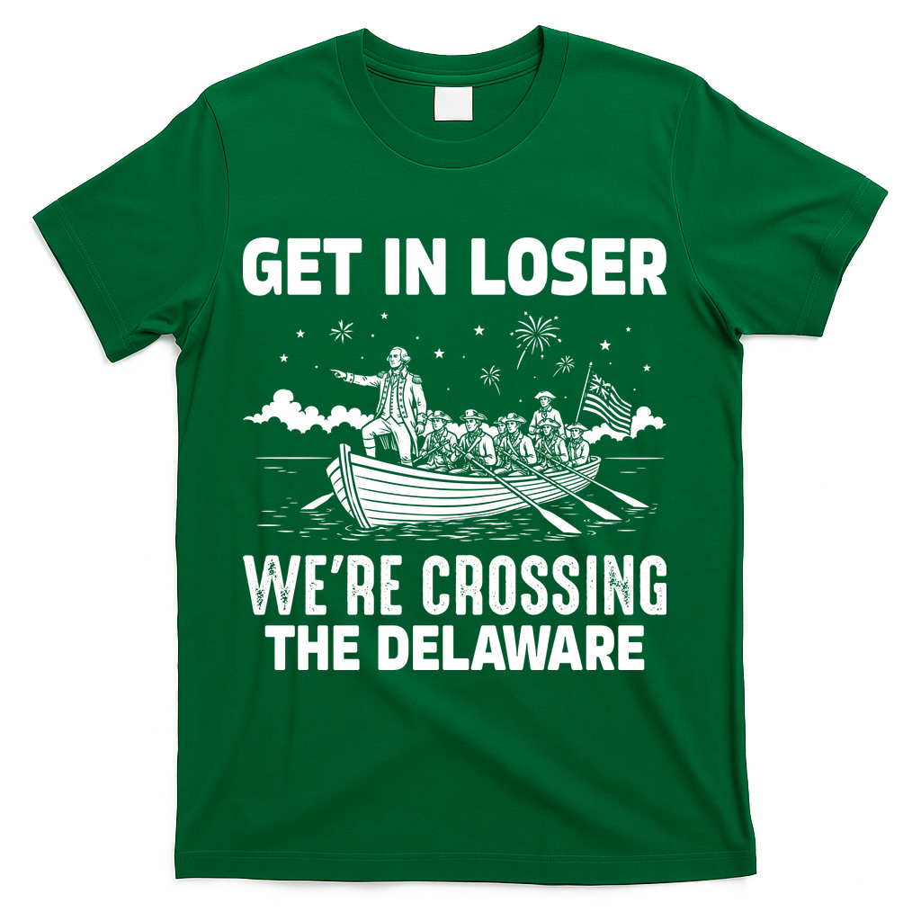 Get In Loser We're Crossing The Delaware T-Shirt - Green