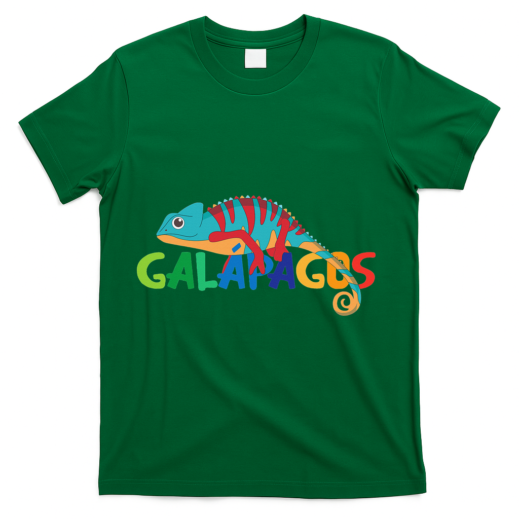 Galapagos Islands Summer Colorful Chameleon Exotic Animal T-Shirt - Green