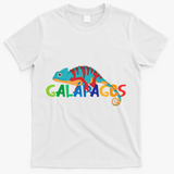 Galapagos Islands Summer Colorful Chameleon Exotic Animal T-Shirt - White