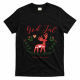 God Jul Christmas Reindeer Norwegian Xmas God Jul Norway Cute Gift T-Shirt - Black