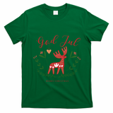 God Jul Christmas Reindeer Norwegian Xmas God Jul Norway Cute Gift T-Shirt - Irish Green