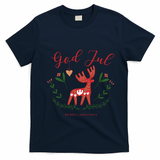 God Jul Christmas Reindeer Norwegian Xmas God Jul Norway Cute Gift T-Shirt - Navy Blue