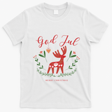 God Jul Christmas Reindeer Norwegian Xmas God Jul Norway Cute Gift T-Shirt - White