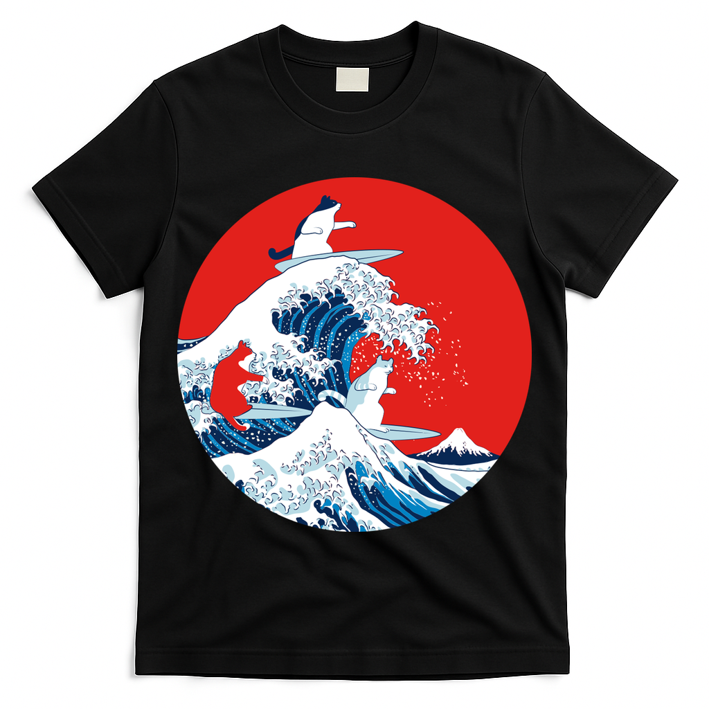 Great Kanagawa Wave Of Cats T-Shirt