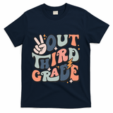 Groovy Last Day Of School 3rd Grade Peace Out Third Grade T-Shirt - Navy