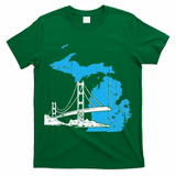 Great Lakes Shaped  Summer Michigan Mackinac Bridge T-Shirt