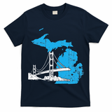 Great Lakes Shaped  Summer Michigan Mackinac Bridge T-Shirt