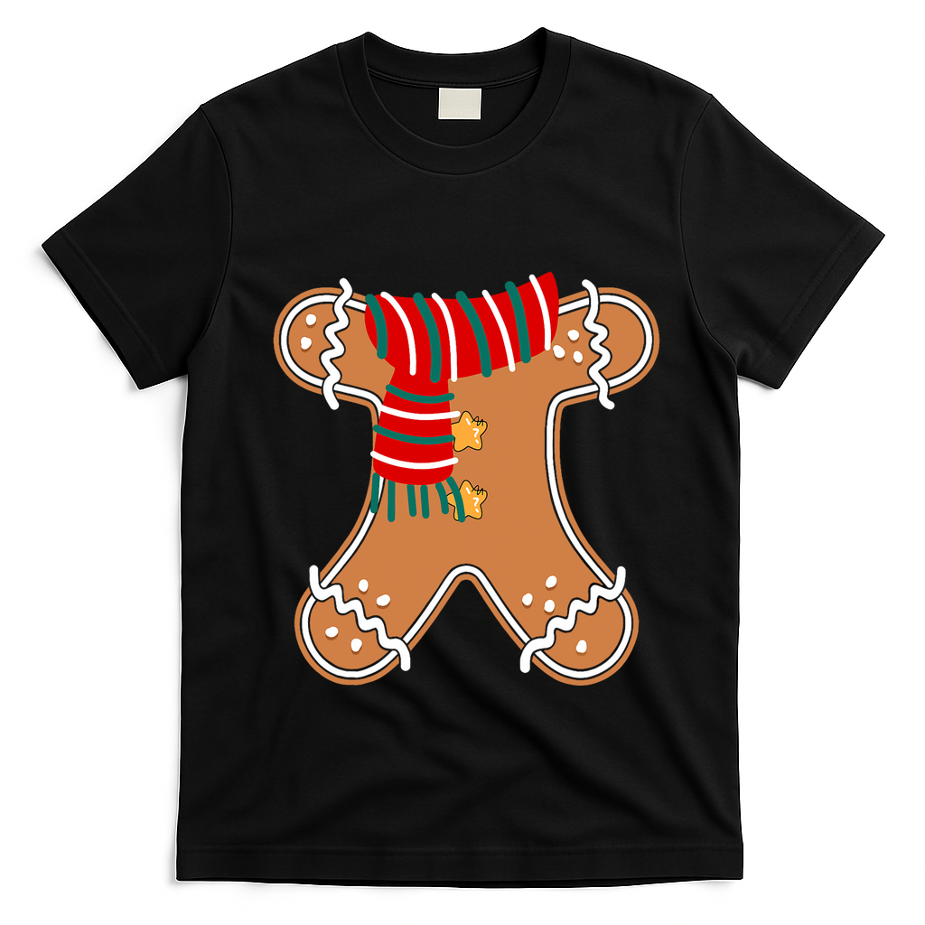 Gingerbread Man Adult Cookie Costume T-Shirt - Black