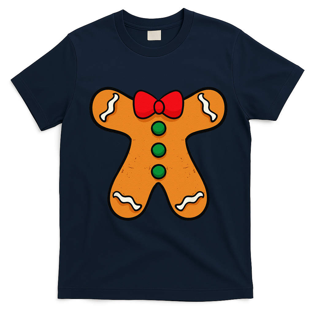 Gingerbread Man Body Costume For Halloween Or Christmas T-Shirt - Navy Blue