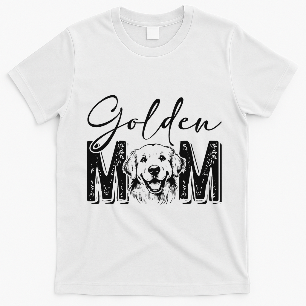 Golden Mom Golden Retriever Lover Dog Mama Funny Retro T-Shirt - White
