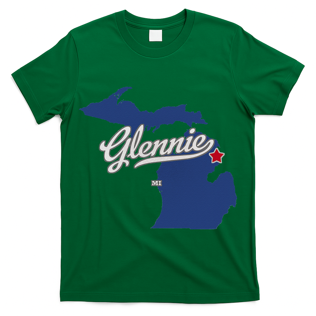 Glennie Michigan MI Map T-Shirt