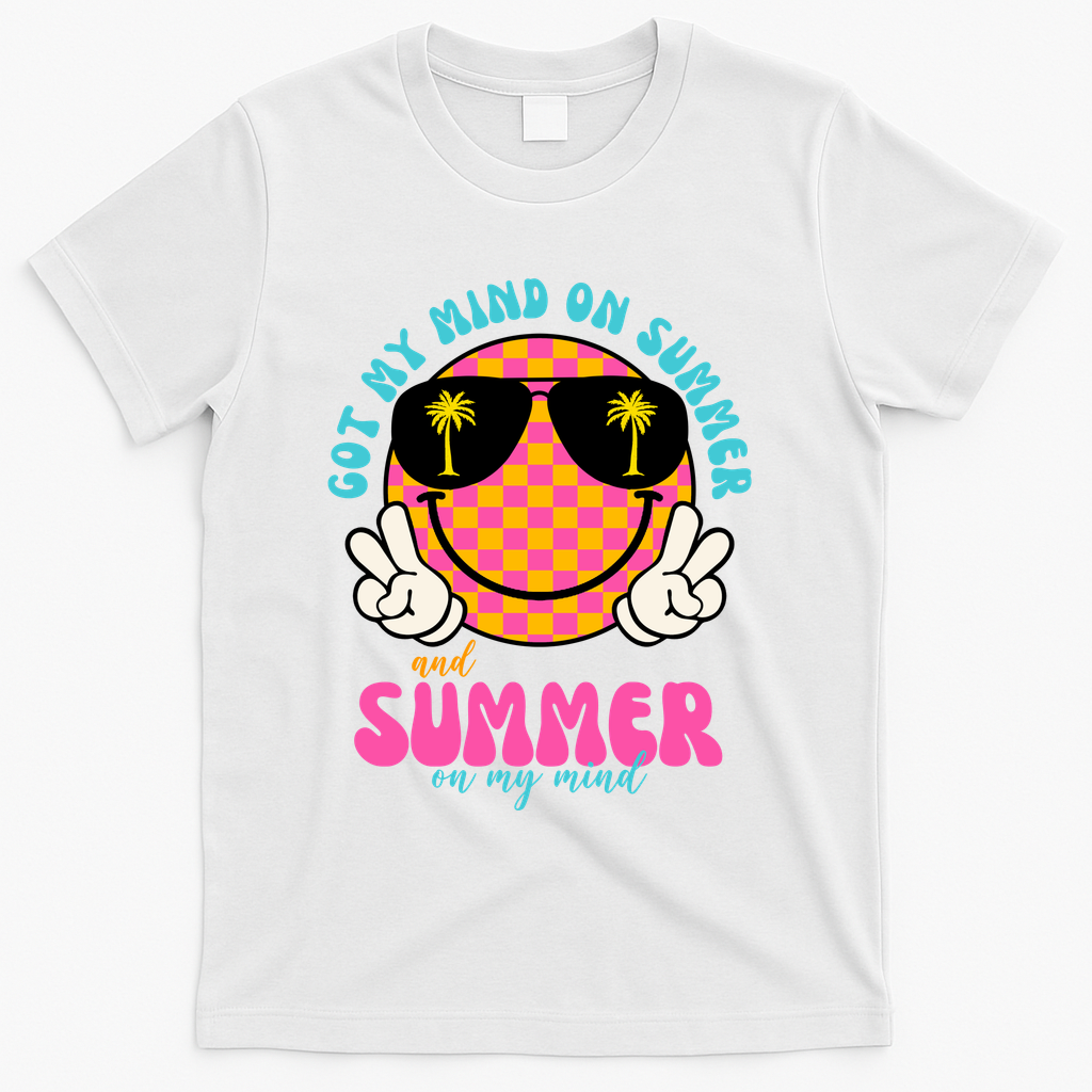 Got My Mind On Summer And Summer On My Mind Peace Smile T-Shirt - White