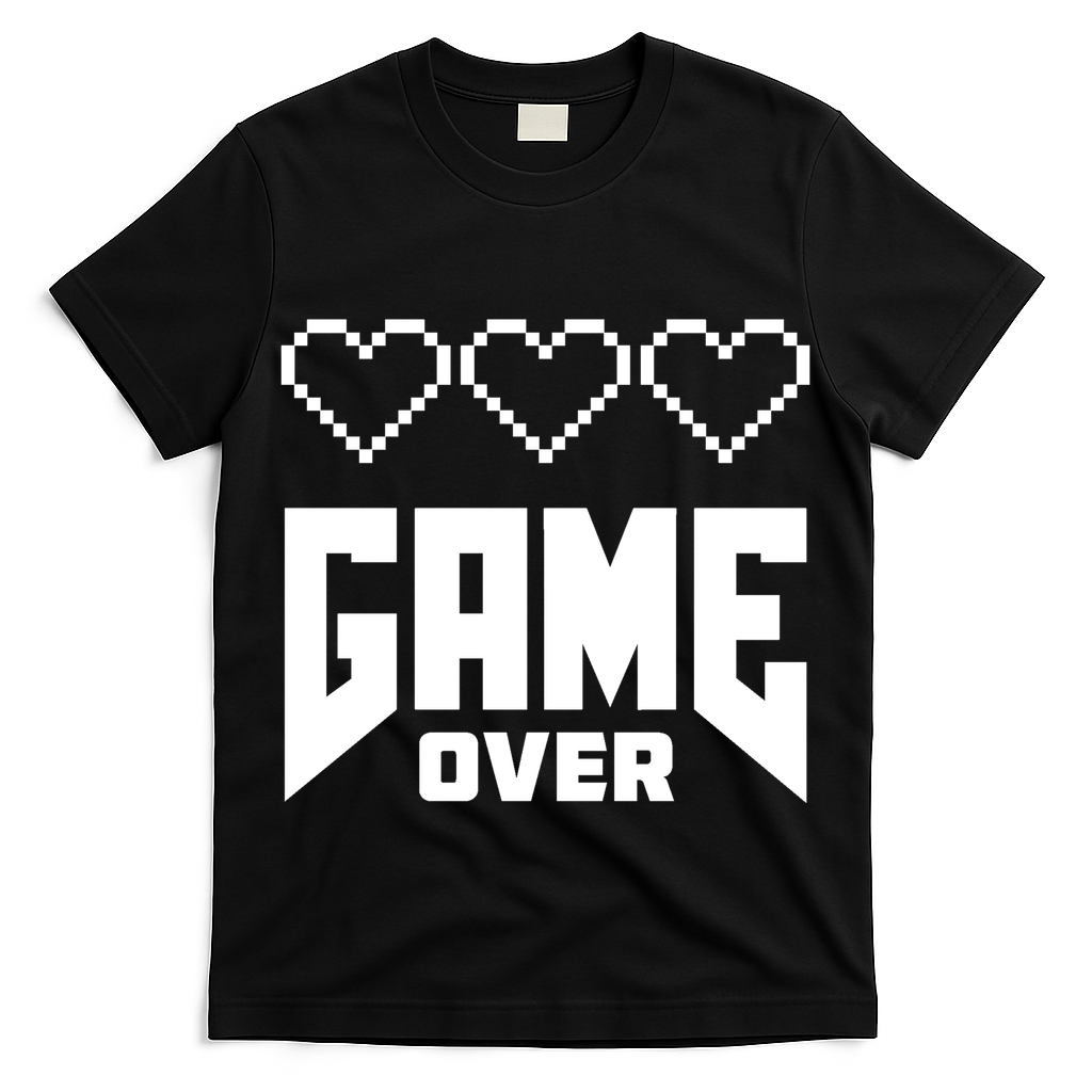 Retro Game Over Out Of Hearts T-Shirt