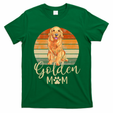 Golden Mom Retro Sunset Golden Retriever Lover Gift Dog Mama T-Shirt - Irish Green