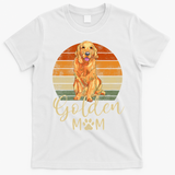 Golden Mom Retro Sunset Golden Retriever Lover Gift Dog Mama T-Shirt - White